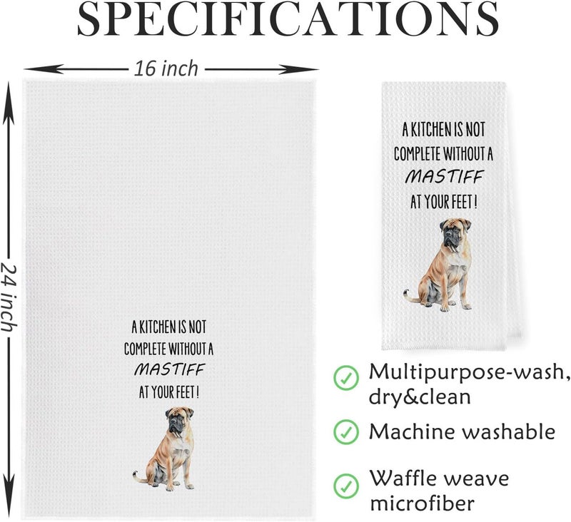 Geqtt Funny Mastiff Kitchen Towels - English Mastiff Gifts Waffle Weave Dish Towels, Gifts for Dog Lovers Decorative Hand Tea Towel, 16x24 Inch - Image 5